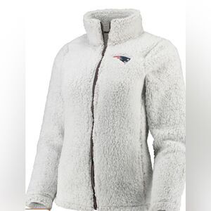 New England Patriots Cream Intercepting Teddy Sherpa Full-Zip Jacket